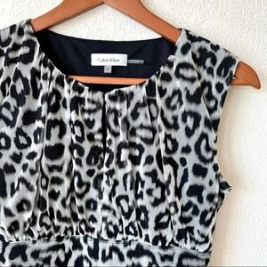 Leopard Mesh Tank Calvin Klein Sleeveless Top Animal Print Cheetah Neutral Work